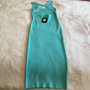 Brand new Fashion nova want you around backless midi dress in Turquoise blue.